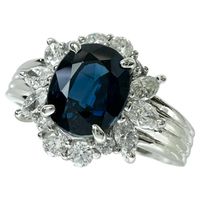 Pre-owned women's ring, size 15, 1.73ct sapphire, 0.58ct diamond, Pt900 platinum, 8.8g