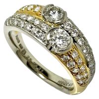 Pre-owned ROYAL ASSCHER ring, size 18, with diamonds 0.25/0.25/0.61ct total, set in Pt900 platinum/18k gold, 10.0g. Women's.