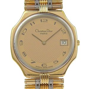 二手 Christian Dior Dior 日期显示腕表 45.15.01 镀金石英模拟显示金色表盘男士腕表