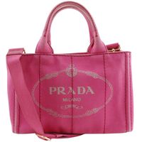 プラダ PRADA カナパ ハンドバッグ 2WAYショルダー トートバッグ キャンバス ピンク 斜め掛け,肩掛け,手提げ,2way,A5 オープン Canapa レディース【中古】