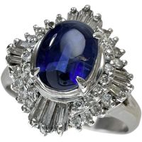 17号 カボションサファイア 1.89ct ダイヤモンド 0.50ct リング・指輪 Pt900プラチナ 8.9g レディース 【中古】