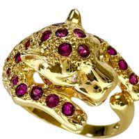 12号 パンサーモチーフ ルビー ダイヤモンド リング・指輪 K18ゴールド 7.4g レディース 【中古】