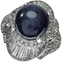 9.5号 スターサファイア 5.74ct ダイヤモンド 1.36ct リング・指輪 Pt900プラチナ 12.0g レディース 【中古】