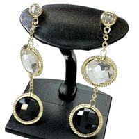 オニキス クォーツ ピアス K18ゴールド 3.4g レディース 【中古】