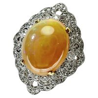 9.5号 オパール 5.70ct ダイヤモンド 0.60ct リング・指輪 K18WGホワイトゴールド/K18YGイエローゴールド 9.1g レディース 【中古】