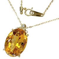 シトリン 9.23ct ダイヤモンド 0.08ct ネックレス K18ゴールド 6.8g 46cm レディース 【中古】