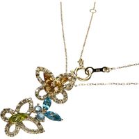 バタフライモチーフ シトリン/ブルートパーズ/ペリドット 0.50ct ネックレス K18ゴールド 2.1g 45.5cm レディース 【中古】
