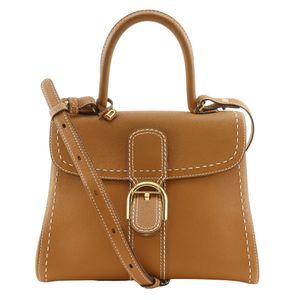 DELVAUX Brillant MM Surpique handbag, 2-way shoulder bag, brown calfskin. Can be worn crossbody, over the shoulder, or by hand. Belt clasp. Women's. Pre-owned.