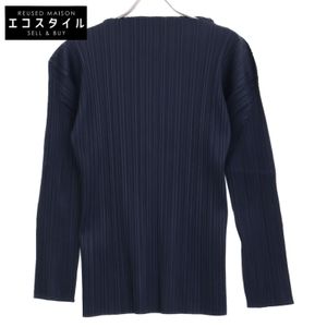 Pleats Please Navy PP04-JK604 Pleated High Neck Cut-and-Sew Polyester 4