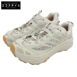 Hoka One One 男士米色 Mafate Three 2 Grid JP Raw Linen/Sand 運動鞋，狀況極佳，尺寸 28.5cm（美國 10.5）。