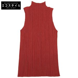 Pleats Please high-neck shirt, excellent condition, women's RED 3, PP55JK802, 3