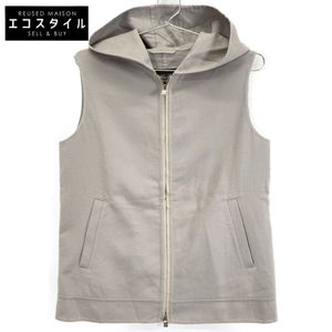 Loro Piana MAC1156 Gray 100% Cashmere Hooded Zip-Up Vest Jacket, Size 42
