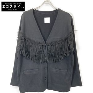 ナウンレス ﾌﾞﾗｯｸ Vintage Like Fringe Knit Jacket 1