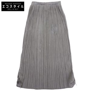 Pleats Please ISSEY MIYAKE Pleated Side Gathered Long Skirt, Women's, Gray, PP33-JG665, Size 2