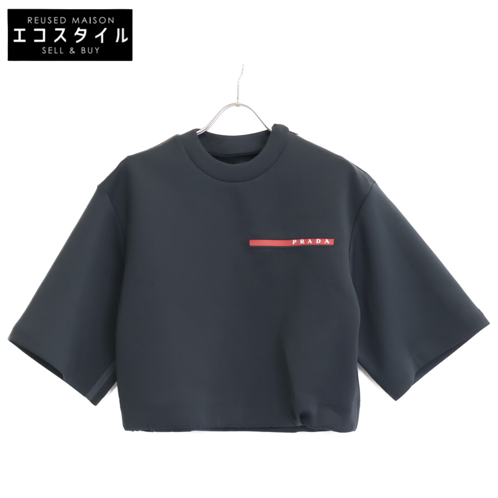 Prada Sport Black 135686 Linea Rossa Crop Doppler Oversized XS