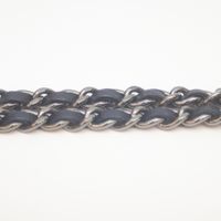 香奈兒20號海軍藍羊皮Boy Chanel銀色五金鏈條錢包