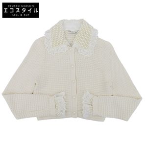 Alice Olivia Pearl and Lace Color Knit Cardigan, Women's, White, XS