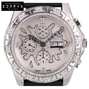 ティレット ニューヨーク オートマティッククロノグラフ100 ホワイトMOPスプラッシュダイアル フルダイヤモンド シースルーバック