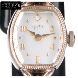 アガット 【美品】10181120001-03-999 D:0.005 トノーフェイスジュエリーウォッチ/
