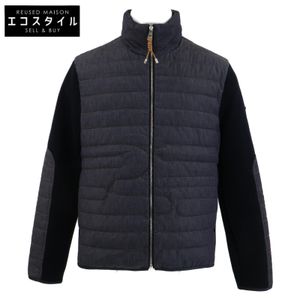 Moncler [New/2014 Model] K10919B00003 Padded Snake-Quilted Denim Cardigan, Denim and Knit, Size M