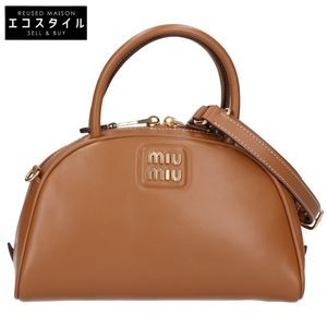 Like New Miu Miu 5BB157 Calf Leather Mini Boston Bag 2-Way Shoulder Bag