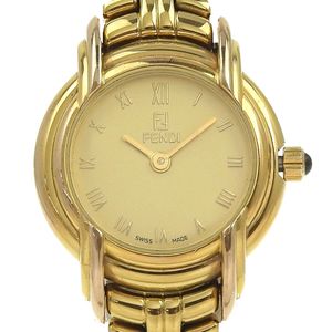 フェンディ FENDI オロロジ 腕時計 300L ステンレススチール クオーツ アナログ表示 ゴールド文字盤 Olologi レディース【中古】