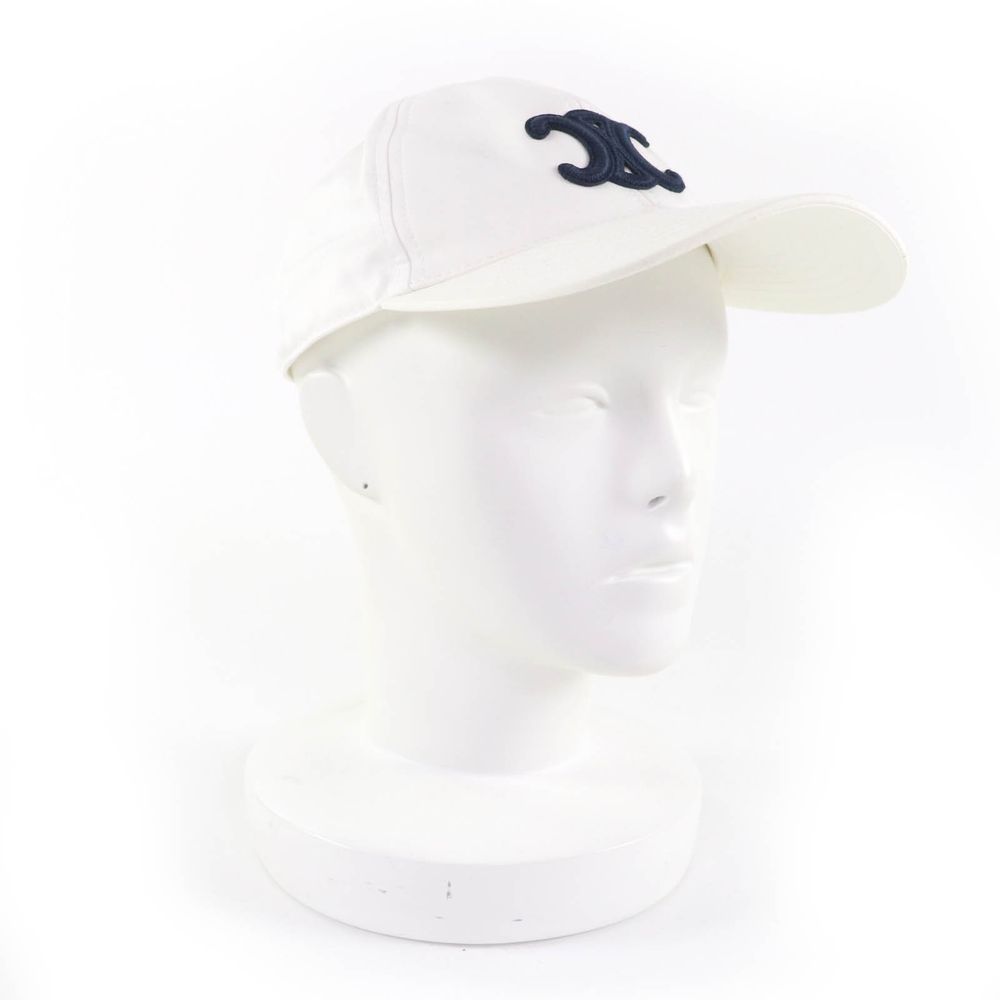 Celine Triomphe Baseball Cotton Cap White Celine White Cotton Triomphe Baseball Cap Size S International main image 4