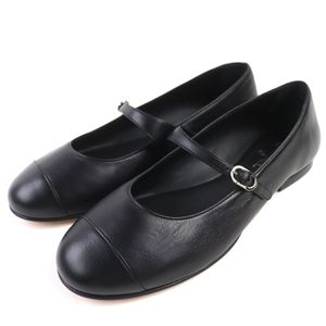 全新未使用 CHANEL 22P G38897 芭蕾舞鞋 Coco Mark 镶钻皮革平底鞋，黑色，36.5 码，附原装鞋盒和防尘袋，意大利制造