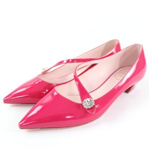 全新未使用 ROGER VIVIER JEWEL BUTTON BALL 25 漆皮宝石高跟鞋，粉色，38.5 码，带盒子和防尘袋，意大利制造。
