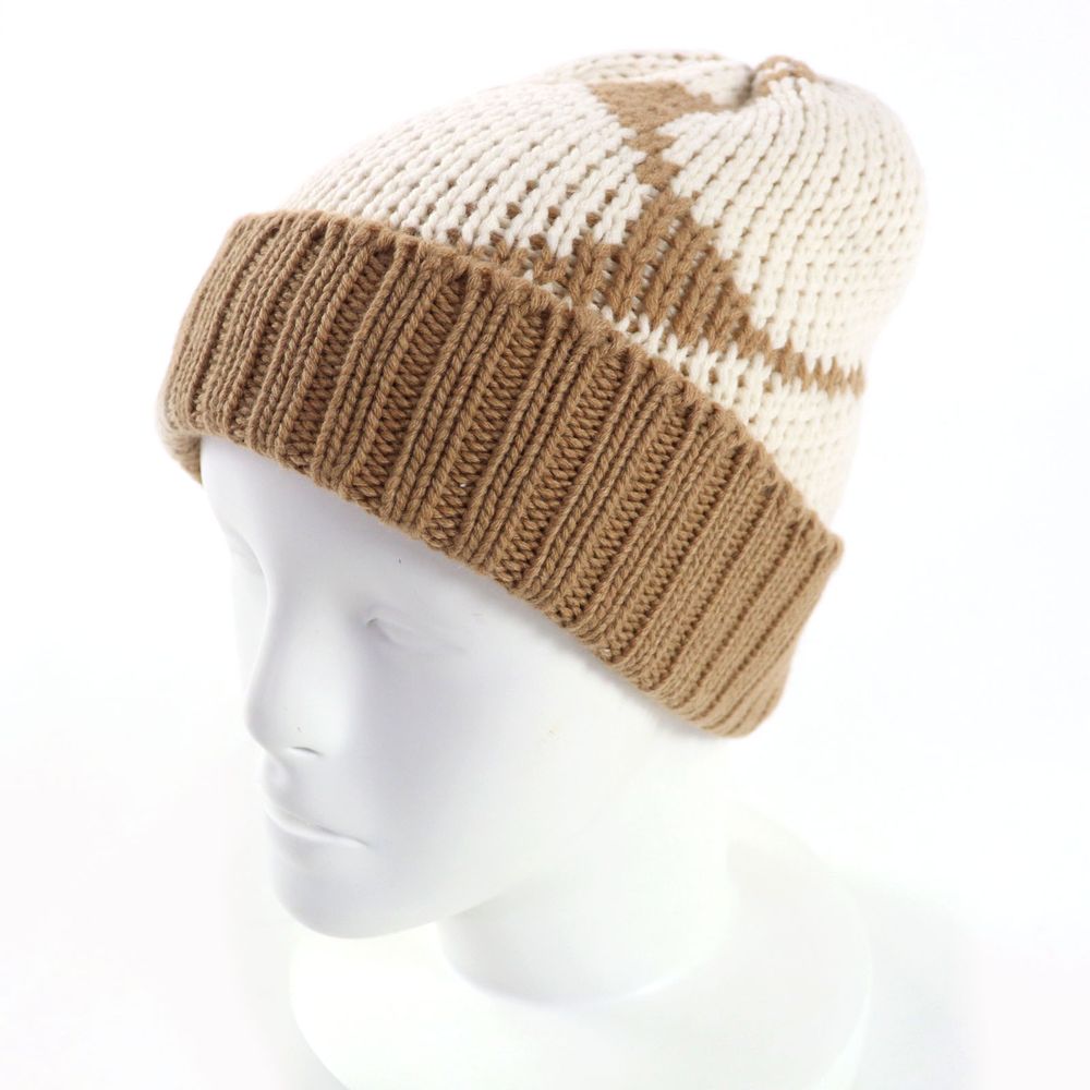 Beige Hermes cashmere Cap with Brown Leather Patch Serena Jump cap - Brown | Hermès USA main image 3