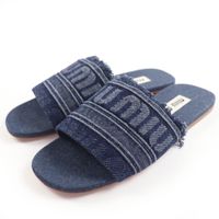 Excellent condition Miu Miu 5XX554 logo denim mule slide sandals