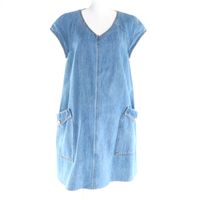 High-quality CHANEL P49384 100% Cotton Dallas Button Sleeveless Denim Dress,  Indigo, Size 44, Made in Italy, Authentic, Women's |   DOKODEMO