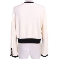 極美品△CHANEL シャネル P60477 ココマークボタン コットン パイル地 ニット カーディガン ホワイト ブラック ゴールド 40 イタリア製 レディース CHANEL（シャネル） 19C P60477K 46062 ココボタン コットン