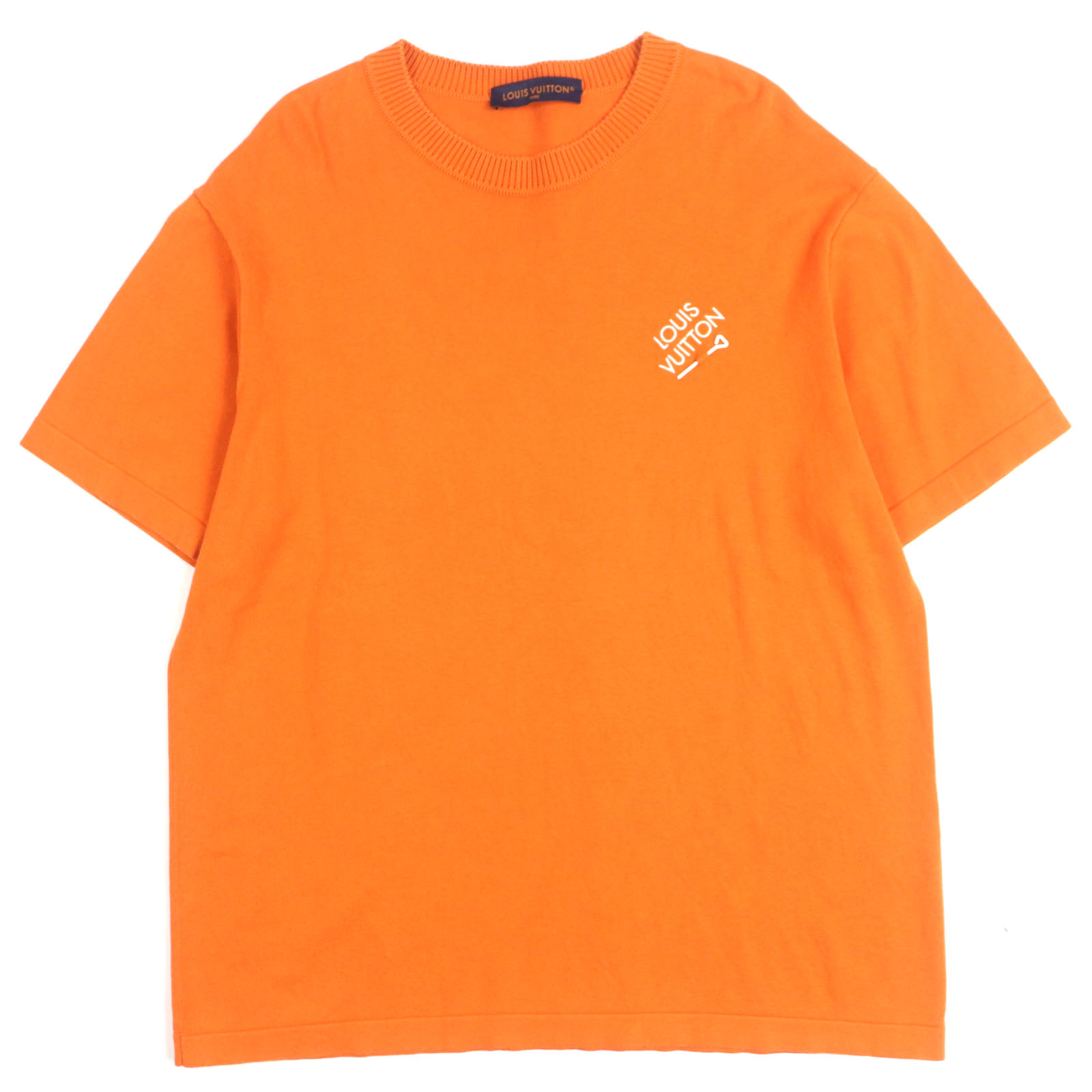 本物Louis Vuitton オレンジ Tシャツ LOUIS VUITTON オレンジロゴ クルーネック トレーナー Excellent