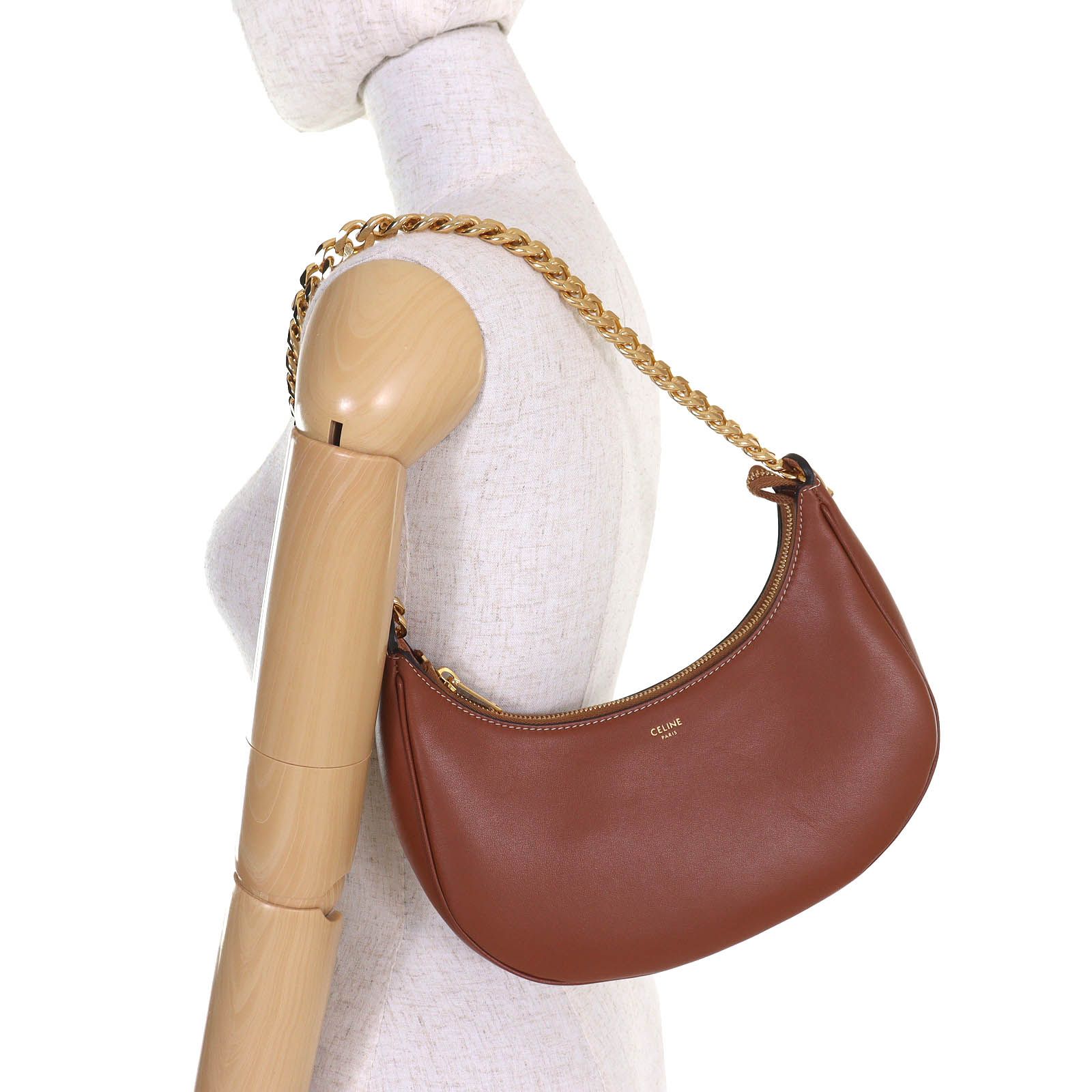 未使用品△CELINE セリーヌ 19958 MEDIUM AVA CHAIN ミディアム アヴァ レザー チェーンショルダーバッグ ホーボーバッグ タン ブラウン Unused CELINE 19958 MEDIUM AVA CHAIN ​​Medium Ava Leather Chain