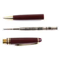 MONTBLANCMeisterstück 旋轉式原子筆，白色星形標誌，波爾多紅和金色筆身，西德製造，經測試和驗證
