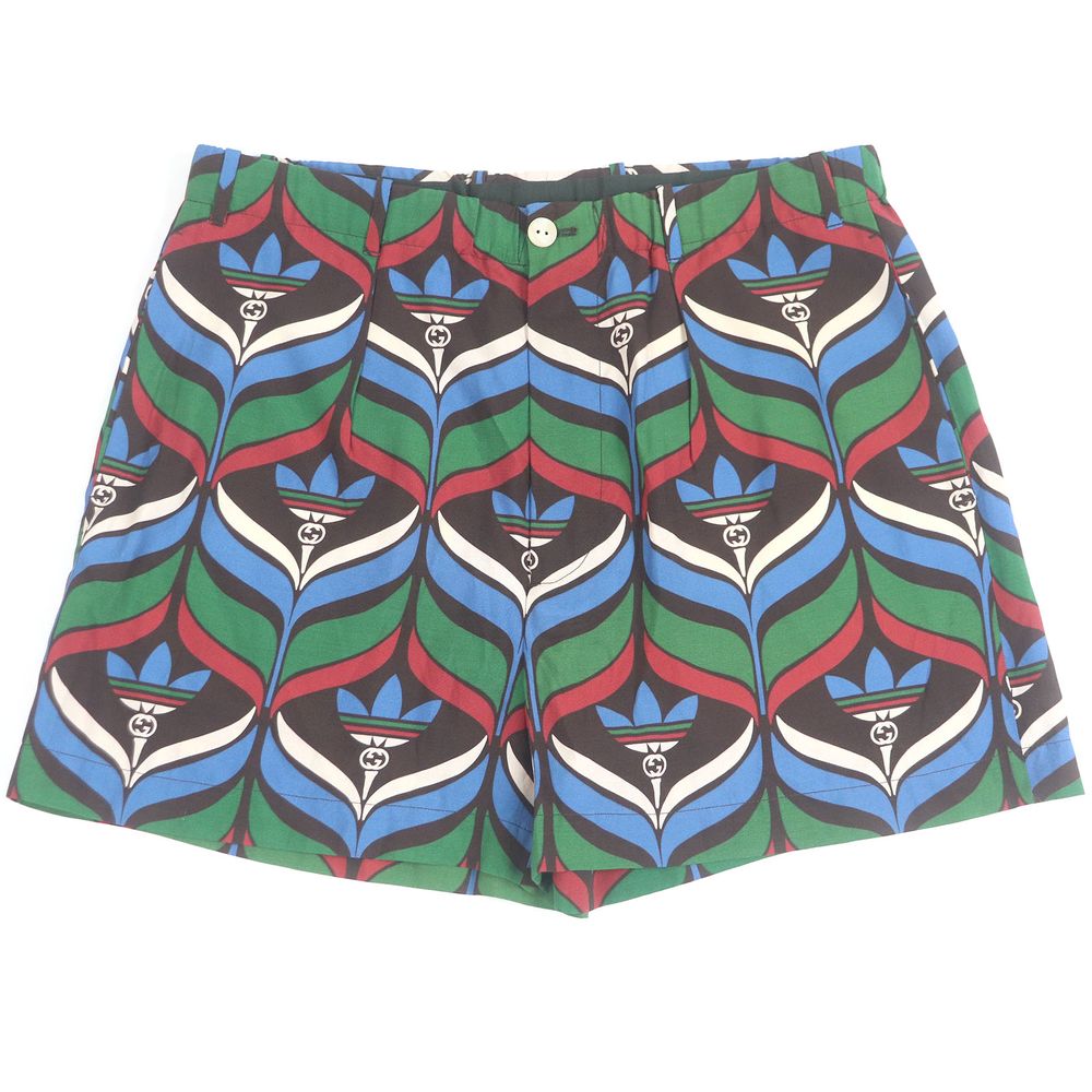 Unused GUCCI adidas Trefoil and GG logo all-over print shorts