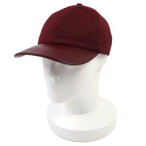 全新未使用 GUCCI 2025SS 833272 GG 標誌帆布棒球帽，GG 標誌帆布搭配皮革，波爾多紅，L 碼，意大利製造，正品，女士款