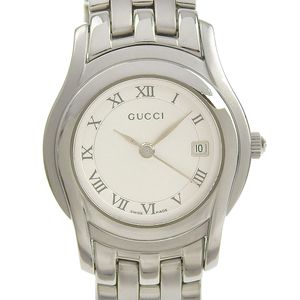 グッチ GUCCI 腕時計 5500L ステンレススチール クオーツ アナログ表示 シルバー文字盤 レディース【中古】