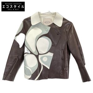 Tod's棕色羊皮皮夾克，40碼