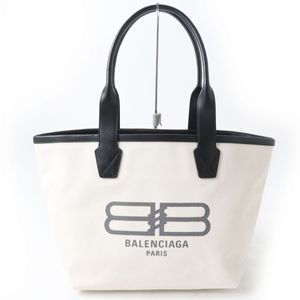 극미품☆ BALENCIAGA 발렌시아가 692068 JUMBO 점보 로고들이 토트 백 스몰 아이보리×블랙 레이디스 보존봉투 첨부