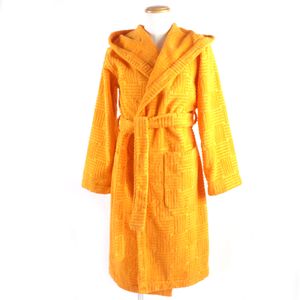 미사용품▼BOTTEGAVENETA 보테가베네타 706012 인트레차트 패턴 후드 첨부 파일 패브릭 목욕 가운 오렌지 M 이탈리아제 정규품 맨즈