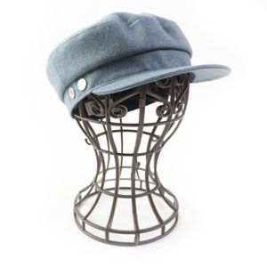 全新愛馬仕 Deauville 100% 羊絨手袋，飾有 Sellier 紐扣，藍色，57 碼，附原廠盒和防塵袋，正品，法國製造，女士款