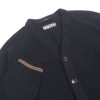 極美品□GUCCI グッチ 24AW 788009 ウェブストライプ付き コットンジャージーニット カーディガン ネイビー L 箱付き イタリア製 正規品 メンズ 定価225,500円 極美品□GUCCI グッチ 24AW 788009 ウェブストライプ付き コットン
