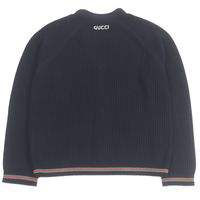 極美品□GUCCI グッチ 24AW 788009 ウェブストライプ付き コットンジャージーニット カーディガン ネイビー L 箱付き イタリア製 正規品 メンズ 定価225,500円 極美品□GUCCI グッチ 24AW 788009 ウェブストライプ付き コットン