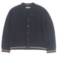 極美品□GUCCI グッチ 24AW 788009 ウェブストライプ付き コットンジャージーニット カーディガン ネイビー L 箱付き イタリア製 正規品 メンズ 定価225,500円 極美品□GUCCI グッチ 24AW 788009 ウェブストライプ付き コットン