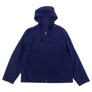 Unused HERMES 2025 Spring/Summer Collection 100% Cotton MARINE Double-Zip Hooded Jacket/Blouson, Size 52, Made in France