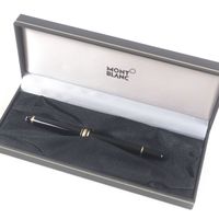 成色極佳的MONTBLANCMeisterstück 經典款黑色金邊原子筆，附筆盒，德國製造，男士款，書寫流暢。