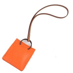 Unused HERMES 079065CA SAC ORANGE Anjou Milo Orange Fou/Gold Bag Charm with Y Stamp and Box, Made in France, Women's