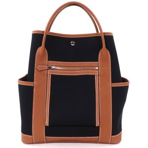 Unused HERMES Garden Party Pocket Vertical Toile Militaire/Negonda Serie Button Tote Bag, Black/Gold, Double Stamp (Made in 2024), Comes with Box and Dust Bag.